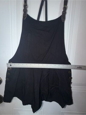 Free People Black Pinafore Mini jumpsuit with Button Accents